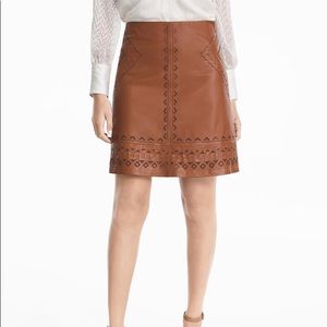 LASER-CUT LEATHER A-LINE SKIRT - WHBM